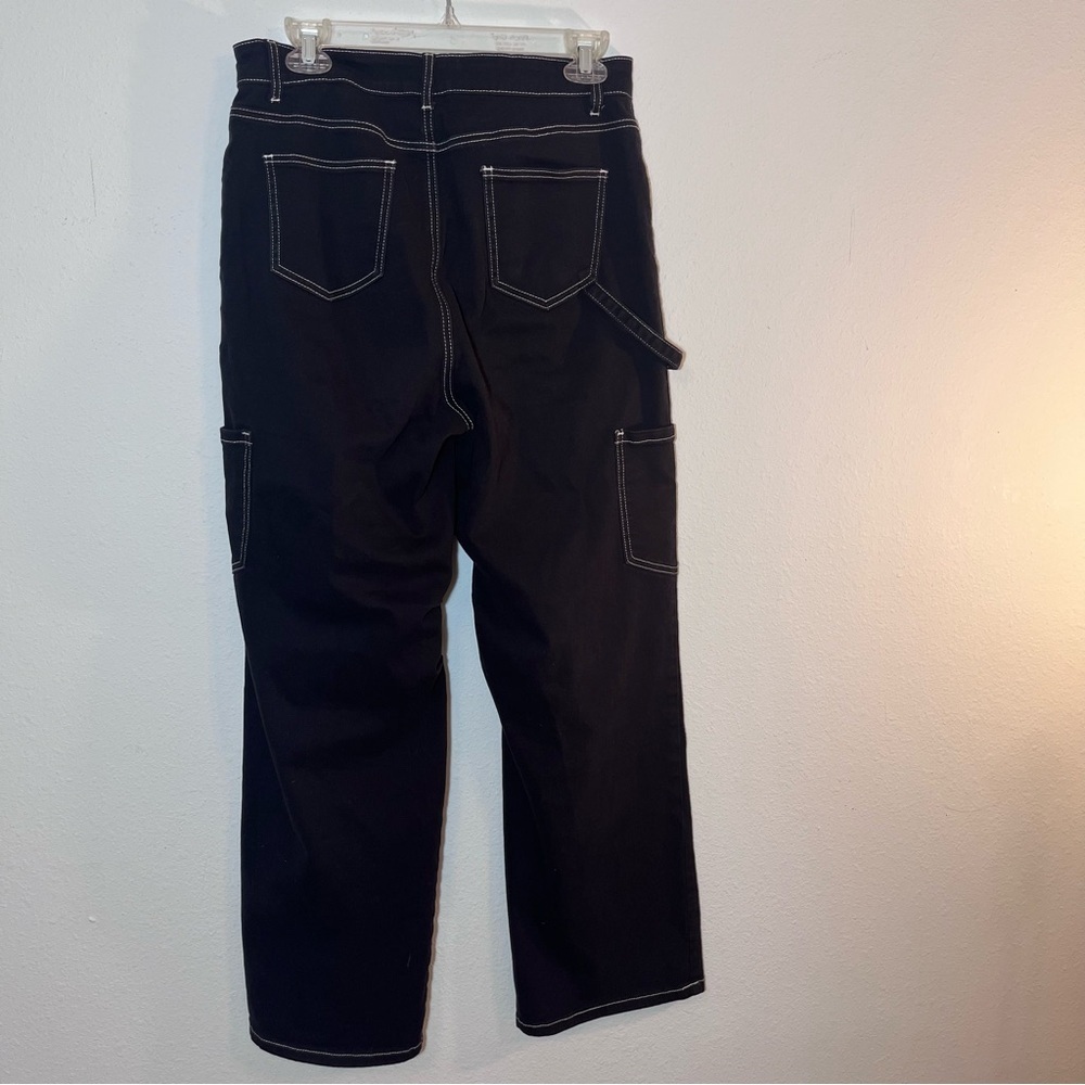 Streetwear Aesthetic Contrast Stitch Black Carpenter Pants - Wide Leg women’s 12 - Picture 9 of 9
